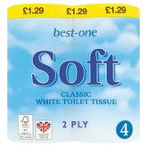 Best one - 4 Soft Classic White Toilet Tissue - 2 Ply - Continental Food Store